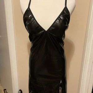 Sexy black vinyl dress